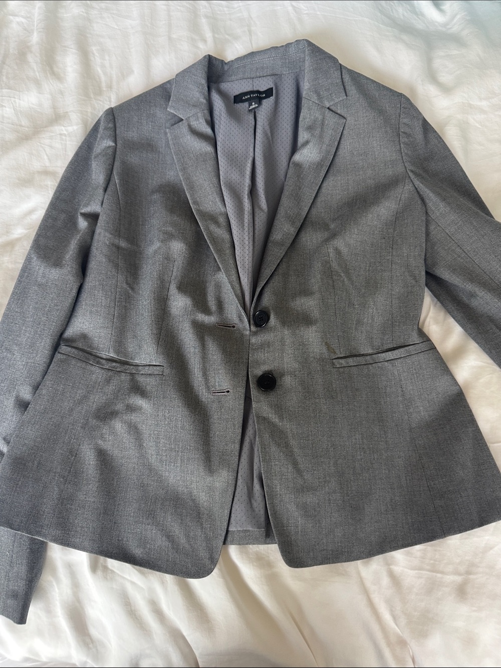 Ann Taylor Gray Women's Two-Button Blazer